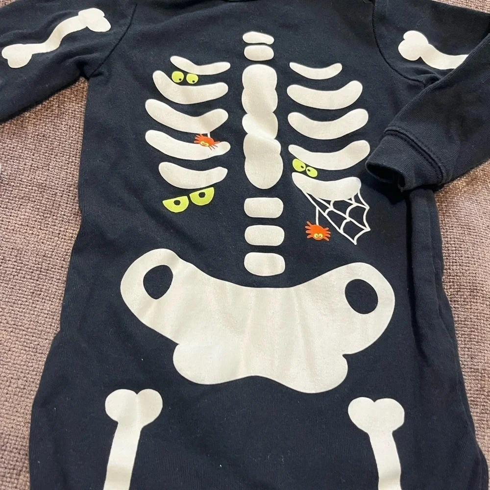 9 Month Baby Bundle: Plaid Shorts, Skeleton Onesie and Sea Life One Piece Set